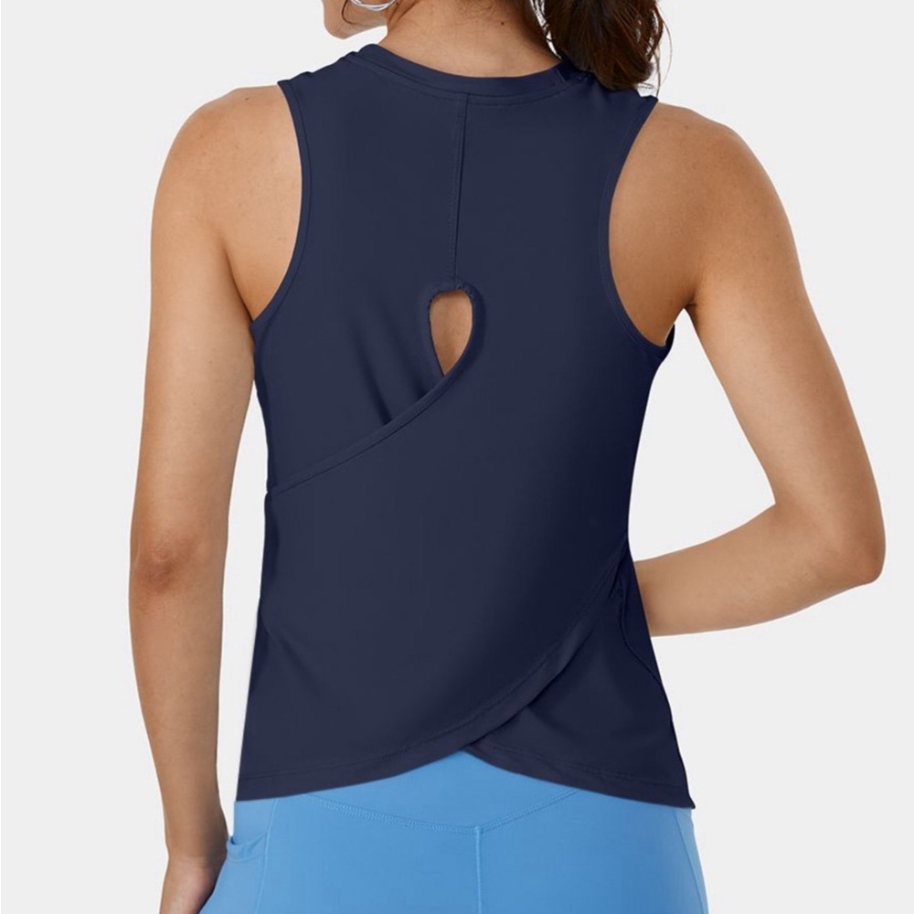 Halara Cut Out Crossover Solid Tank Top Navy XL